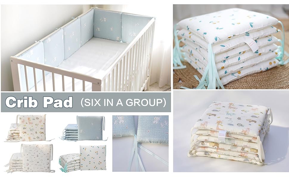 6 PCS Breathable Mesh Crib Bumper Cushions Bedding Set