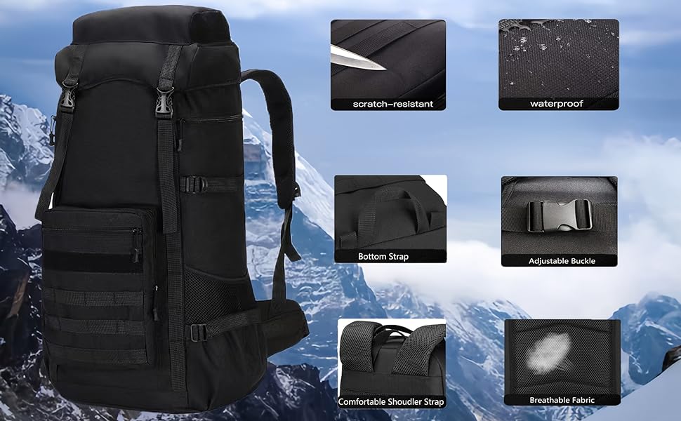 Hiking Backpack, 80L Large Capacity Trekking Rucksack Mountaineering Bag,Lightweight Rucksack