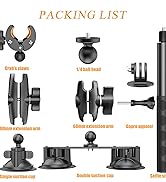 UNSTINCER Triple Suction Cup Mount and Clamp with 118cm Extendable Invisible Selfie Stick, Third ...
