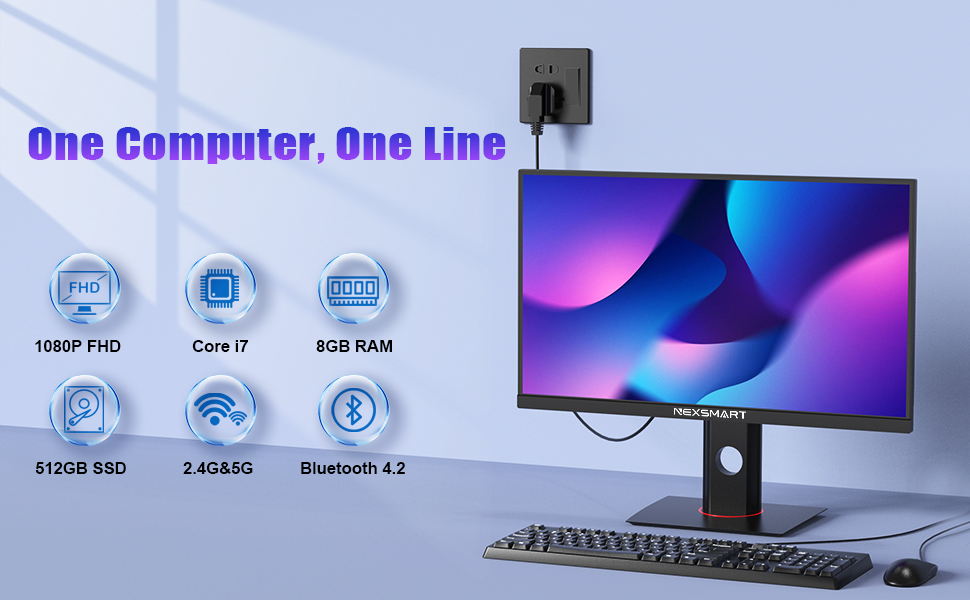 All in one desktop pc with linear design