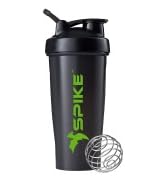 SPIKE Protein Shaker Blender Bottle for Whey protein mix, cycling, gym water bottle with Stainles...