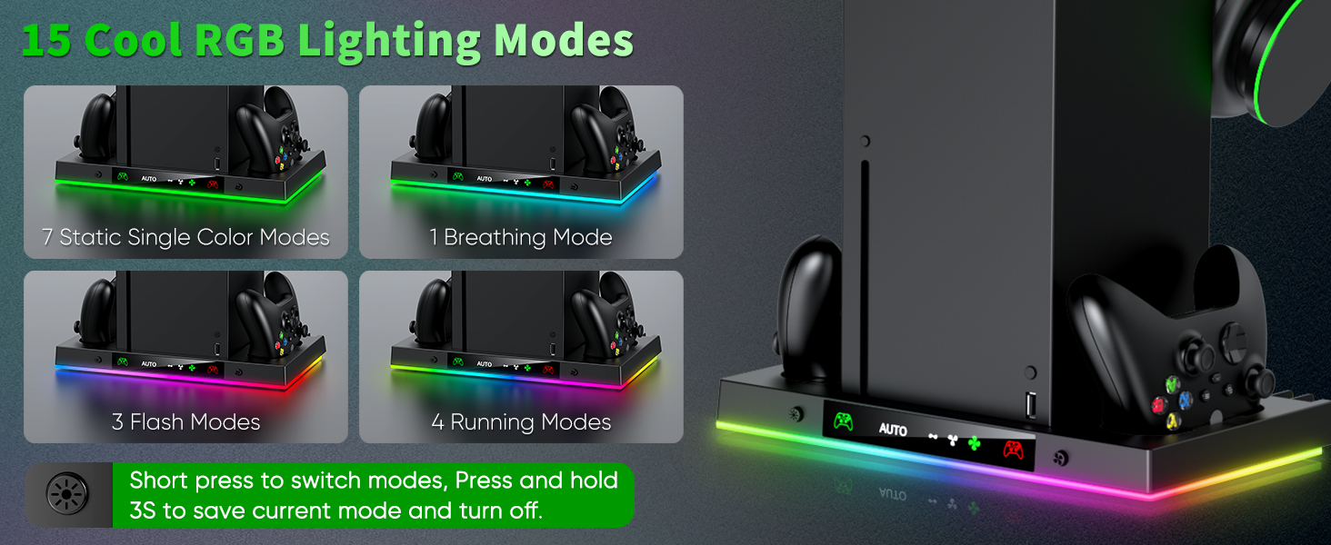 rgb cooling stand for xbox series x with controller charger