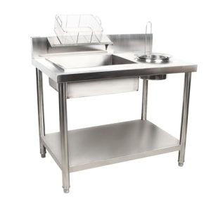 Stainless Steel Manual Prep Station Freestanding Breading Station Commercial Fried Chicken Ingredient Station Fried Food Prep Station for Kitchens