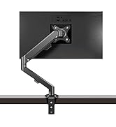 HILLPORT White Monitor Arm Single Desk for 17-34 Inch LED LCD Screens, 360° Rotating Gas Spring A...
