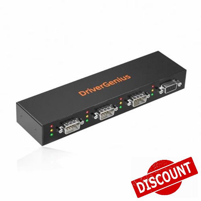 DriverGenius 3+1 Port Industrial RS232 to USB Serial Converter with 3x D-Sub9 Male | 1x D-Sub9 Female - Metal