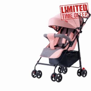 360° Universal Wheels Baby Lightweight Stroller Storage Basket Foldable Infant Strolling Cart with Canopy Adjustable Backrest (pink)