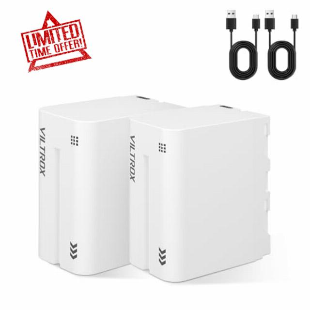 VILTROX NP-F970 Battery 2 Pack 6600mAh Replacement Battery for F970 F960 F950 F770 F750 F570 F550 F330