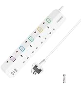 Tower Extension Lead with USB Solts, 12 AC Outlets & 6 USB Charging Ports, Multi Power Plug Exten...