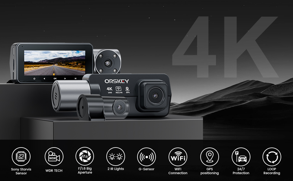 3 channel 4k dash cam for car rv truck bus