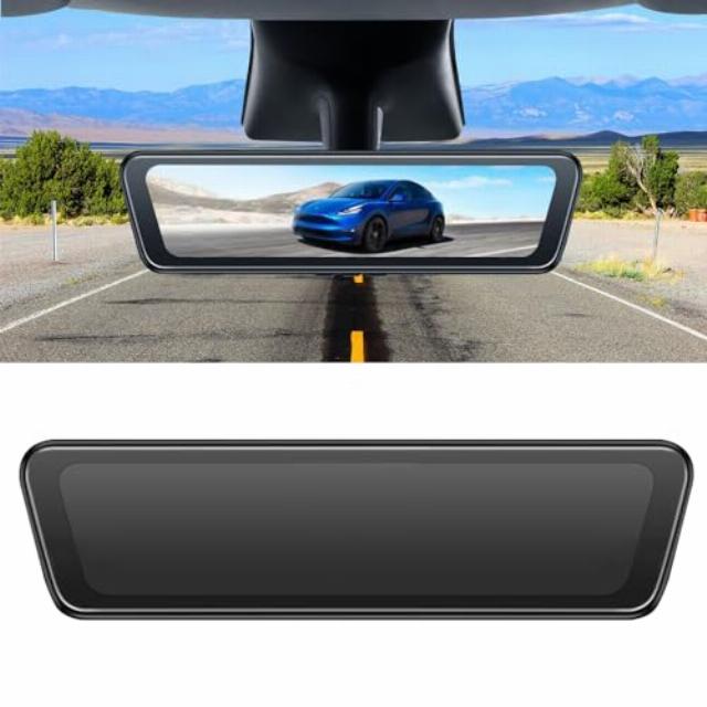 8.2'' Rear View Mirror Camera for Tesla Model Y 2020-2024 Rearview Mirror with Front and Rear Camera Dash Cam