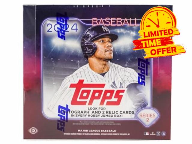 2024 Topps Series 2 MLB Baseball Hobby JUMBO Trading Card One Autograph + 2 Relic Cards Per Box!