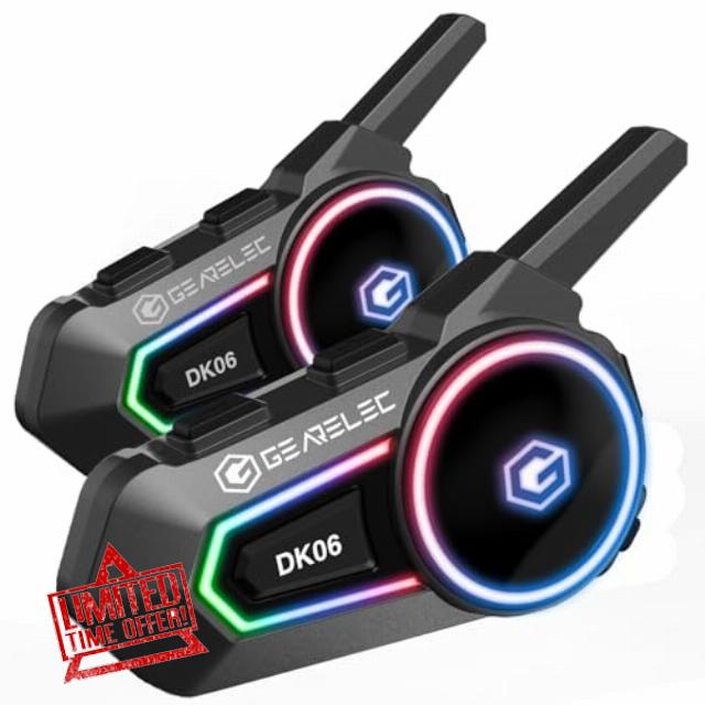 gearelec Motorcycle Bluetooth Headset V5.2 with FM