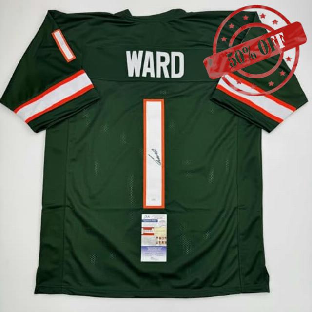 Autographed/Signed Cameron Cam Ward Miami Green College Football Jersey JSA COA