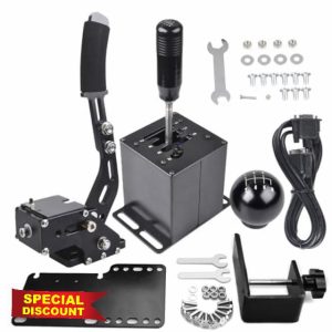 CNRAQR PS4 PS5 PC Racing Game USB Handbrake &Simulator Shifter 6+R H Gear Shifter Kit - Compatible with LOGITECH G29 Racing Game Wheels