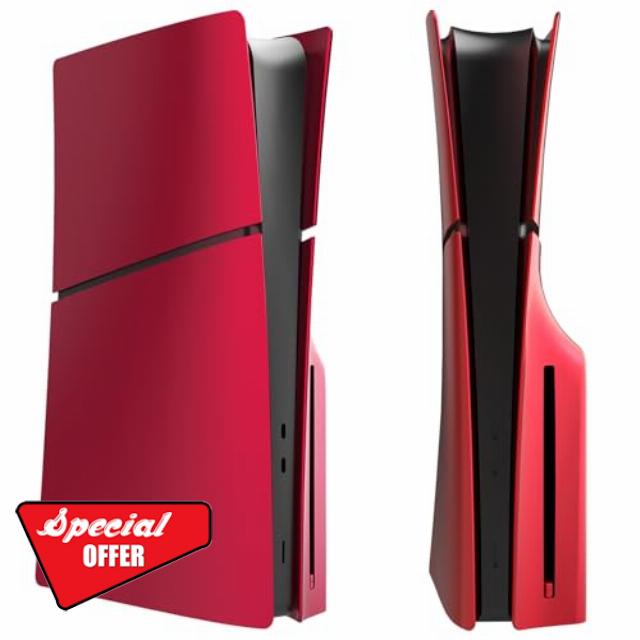 Wedorat FacePlates for PS5 Slim Disc Edition Cover Plate for PS5 Slim Premium ABS Replacement Plates Anti-Scratch Dustproof Protective Shell Case for Playstation 5 Slim Accessories Red