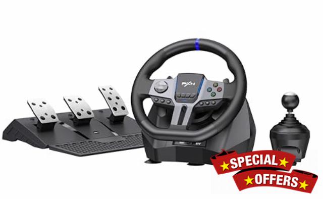 PXN V9Gen2 Gaming Racing Wheel With magnetic Pedals and Shifter 270/900° Dual-Vibration Driver-free Gaming Steering Wheel for PC