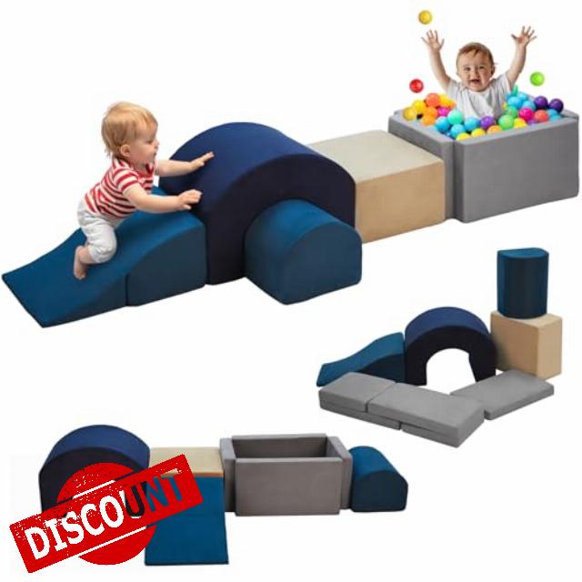 7 Pieces Climbing Toys and Blocks - Indoor Soft Foam Climber PlaySet for Toddlers