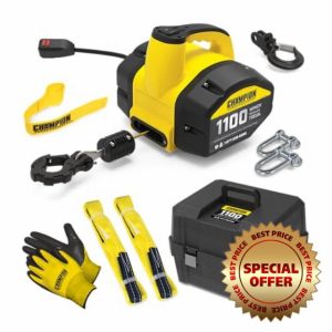 Champion Power Equipment 1100 lb. Portable 120-Volt Electric Winch Kit with Pulling and Lifting Capability