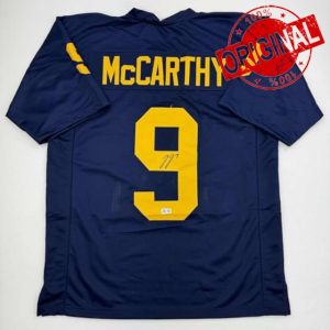 Autographed/Signed J.J. JJ McCarthy Michigan Blue College Football Jersey Beckett BAS COA