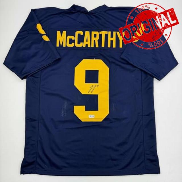 Autographed/Signed J.J. JJ McCarthy Michigan Blue College Football Jersey Beckett BAS COA
