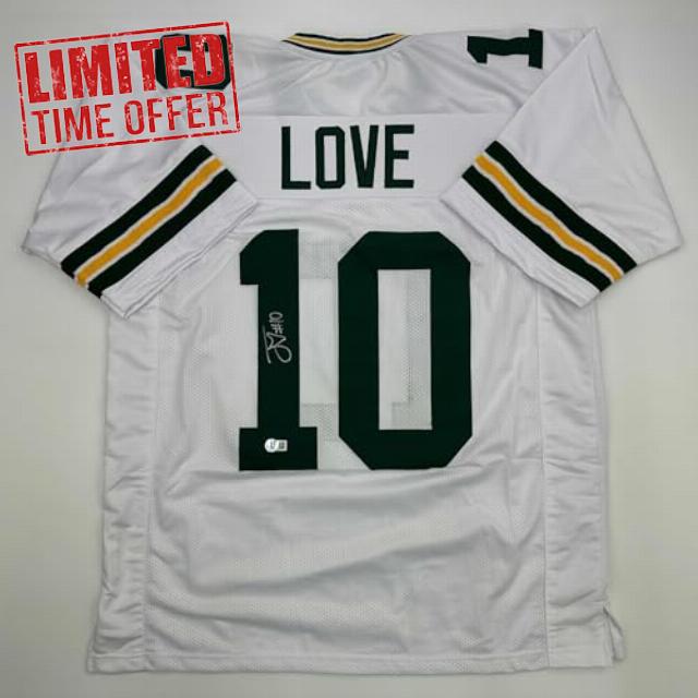 Autographed/Signed Jordan Love Green Bay White Football Jersey Beckett BAS COA