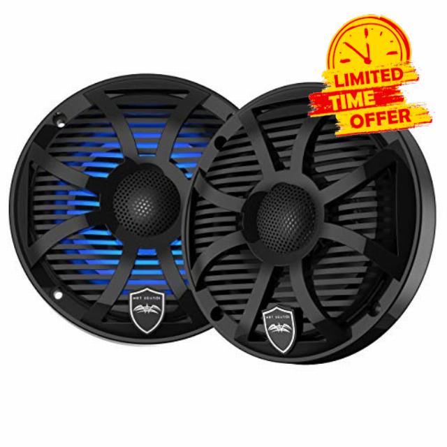 wet sounds REVO 6 SW-B V3 - Revolution Series 6.5" RGB LED Marine Coaxial Speakers with Black SW Grilles