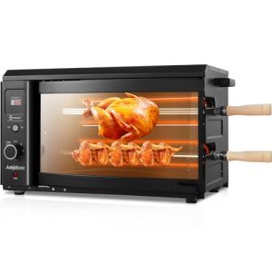 Portable Electric Grill Roaster with 2 Auto Rotating Skewers for Brazilian BBQ