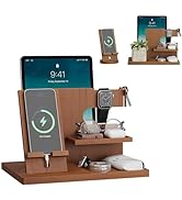 Semiocthome Wood Phone Docking Station with Separate Phone Stand, Gifts for Him or Her Anniversar...
