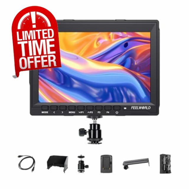 FEELWORLD FW759 Video Camera Monitor with F550 2200 mAh Battery 7” HD Screen DSR Field Monitor