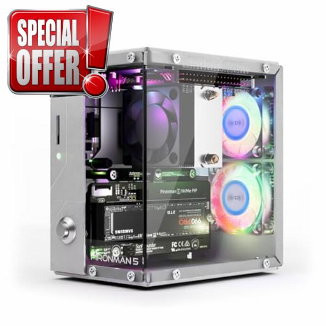 Pironman 5 NVMe M.2 SSD PCIe Mini PC Case for Raspberry Pi 5 with Tower Cooler+Dual RGB Fans