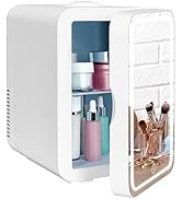 ARTETHYS Mini Fridge for Bedrooms 6L Skincare Beauty Makeup Fridge with LED Mirror Cosmetic Small...