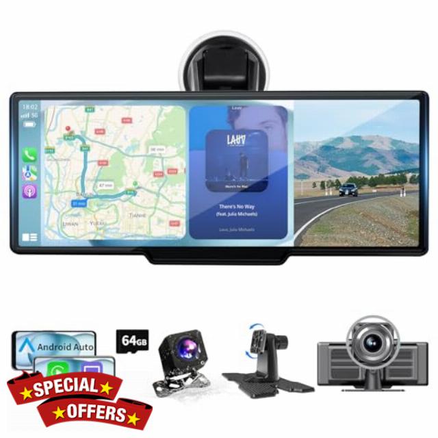 10.26" HD Wireless Car Stereo for Apple Carplay & Android Auto