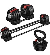 Yaheetech Adjustable Dumbbells Pair 40KG Adjustable Dumbbell Set 16 In 1 Adjustable Weights with ...