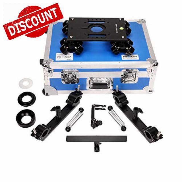 PROAIM Polaris Portable Camera Dolly-01 w Universal Track Ends for Rail/Track- 1.5"-1.98". Fits Mitchell Mount