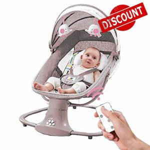 Baby Swing Adjustable Newborn Electric Rocking Chair Portable Infant Rocker Toddler Bluetooth Baby Bouncer with Music Speaker