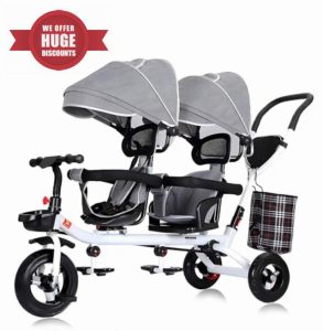 Kids Tricycle - 4 in 1 Double Seat Children's Tricycle