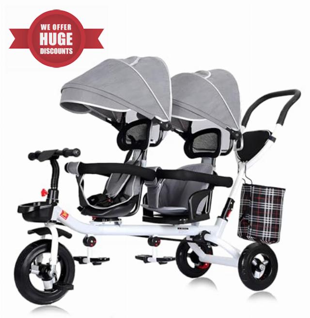 Kids Tricycle - 4 in 1 Double Seat Children's Tricycle