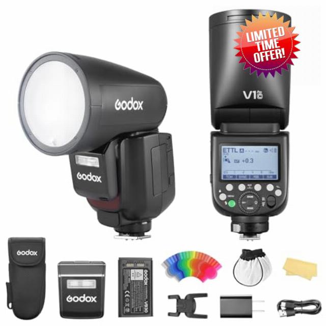 Godox V1 PRO C Flash for Canon EOS Camera with External Flash SU-1 2980mAh 76W Battery Flash E-TTL 1/8000s HSS 1.3s Recycle Time 2.4G Wireless 100 Continuous Shots Flashes (V1 PRO-C)