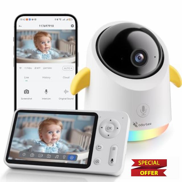 WiFi Baby Monitor Camera for Kids: 4.3" Screen with Smart Phone App - 1080P Remote Live View Video Audio - Gift or Baby Essentials for Expecting Couples New Parents Working Moms