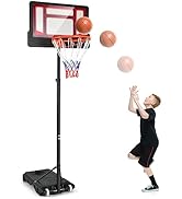 GYMAX 135-305cm Basketball Hoop and Stand, 10 FT Portable Basketball Goal System with Shatter Pro...