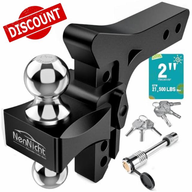 Adjustable Trailer Hitch - Heavy Duty Drop Hitch Fits 2 Inch Receiver