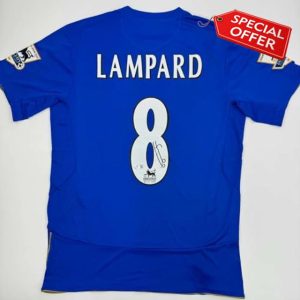 Autographed/Signed Frank Lampard Chelsea FC Blue Soccer Futbol Jersey Beckett BAS COA
