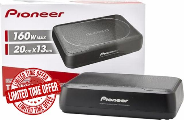 Pioneer TS-WX130EA - Space Saving Amplified Underseat Subwoofer 160W with Class D Amplified subwoofers Bundle with 1 Mc Laren Sound Systems RCA Cable MLC-1.5B (2 Items)