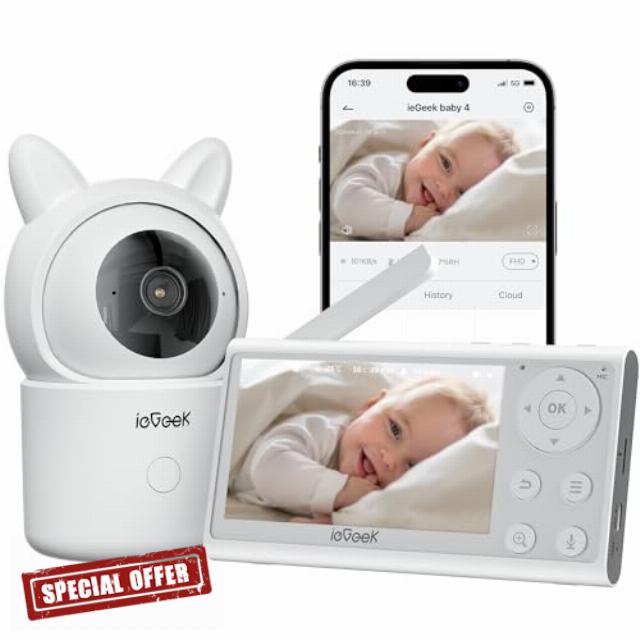 ieGeek Video Baby Monitor with Camera and Audio - 1080P FHD Monitor Wifi Smartphone - Night Vision