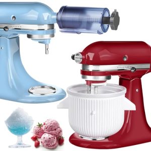 Kitchenaid Accessories Set Includes Shaved Ice Machine with 8 Ice Molds and Ice Cream Sorbet Gelato Maker for 4.5Qt & Larger Stand Mixers