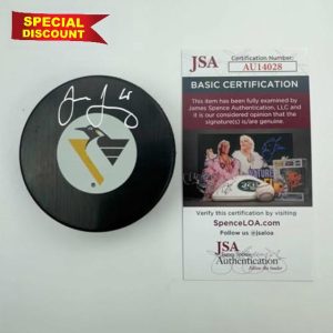 Autographed/Signed Jaromir Jagr Pittsburgh Penguins Logo Hockey Puck JSA COA