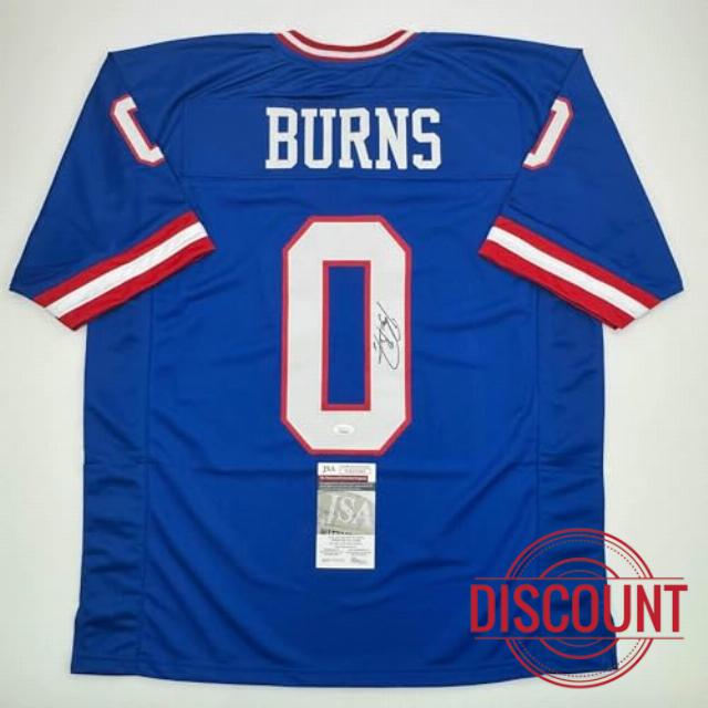 Autographed/Signed Brian Burns New York Retro Blue Football Jersey JSA COA
