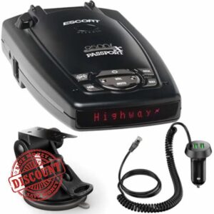 Escort Passport 9500iX Radar Detector Bundle - includes Dual-USB Car Charger Power Cord & Suction Cup Mount - Best Radar Detector with Long-Range