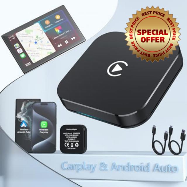 Wireless CarPlay Adapter Android Auto Adapter 2024 Upgrade Plug & Play Dongle Converts Wired to Wireless for Factory Wired CarPlay Cars from 2016