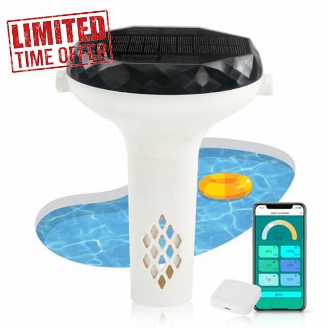 Floating Smart Pool Monitor 2024 Newest Electronic Pool Water Tester All in One CL/PH/EC/TDS/ORP/Temp/Salinity Digital Pool Water Tester for Pool
